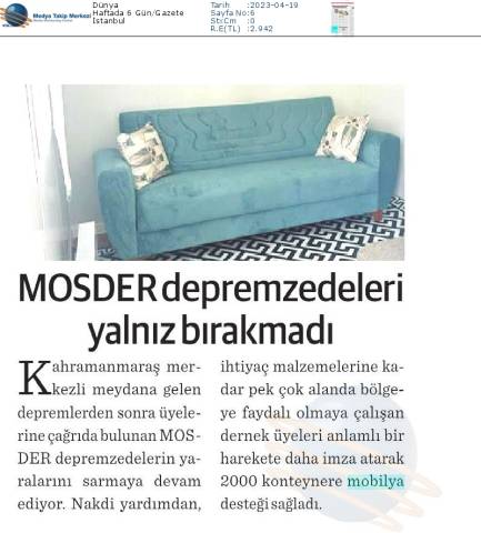 MOSDER Depremzedeleri Yalnız Bırakmıyor 