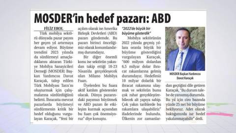 MOSDER’in hedef pazarı: ABD